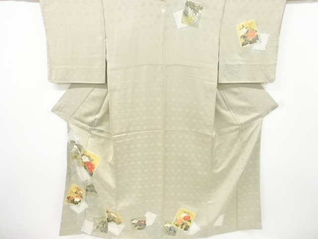 絞り色紙に草花模様一つ紋訪問着